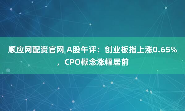 顺应网配资官网 A股午评：创业板指上涨0.65%，CPO概念涨幅居前